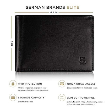 Serman Brands Mens Slim Bifold Wallet – Side View