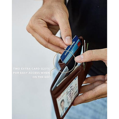 SERMAN BRANDS Mens Slim Bifold Wallet – Close-up Detail