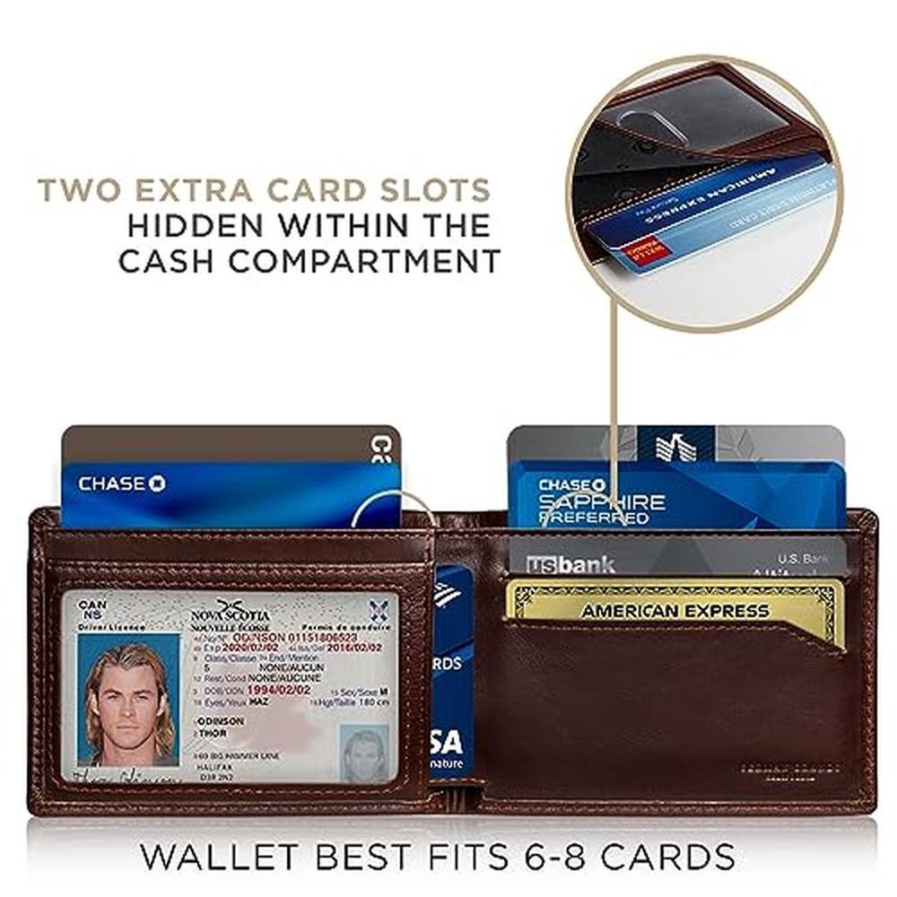 SERMAN BRANDS Mens Slim Bifold Wallet – In Use