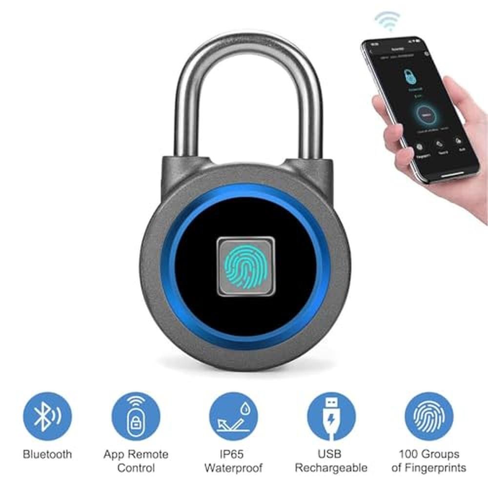 Fingerprint Padlock: MEGAFEIS Bluetooth Lock – Side View