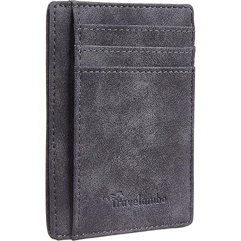 Travelambo Slim Wallet: Front Pocket Minimalist Leather – Front View