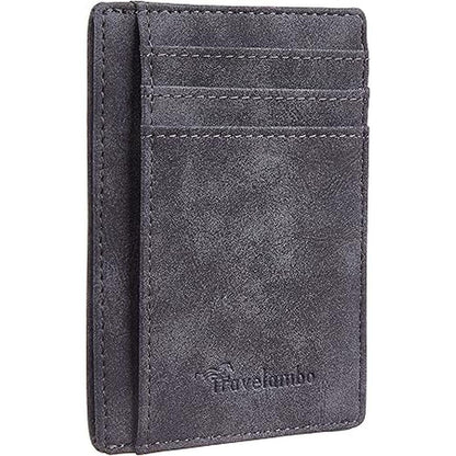 Travelambo Slim Wallet: Front Pocket Minimalist Leather – Front View