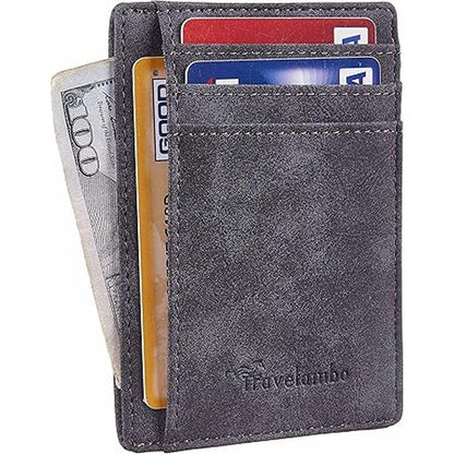 Travelambo Slim Wallet: Front Pocket Minimalist Leather – Side View