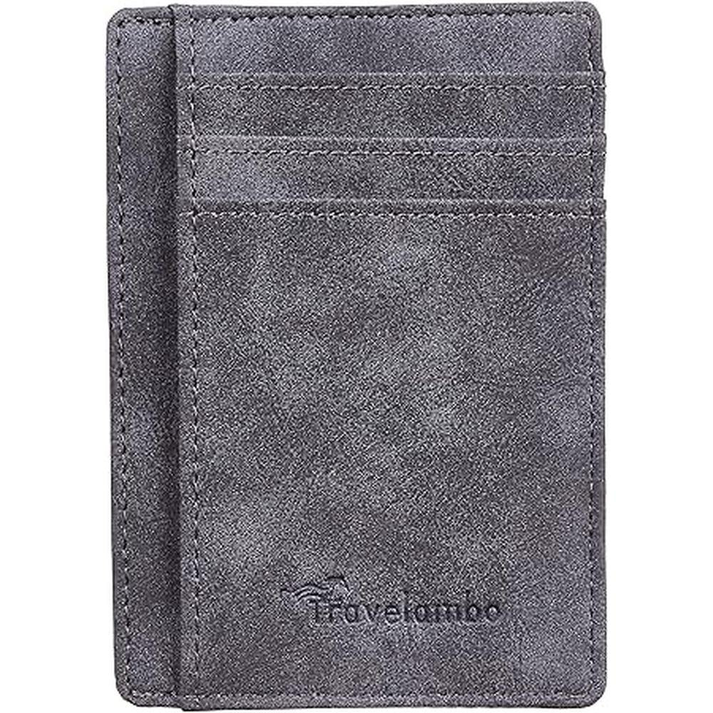 Travelambo Slim Wallet: Front Pocket Minimalist Leather – In Use