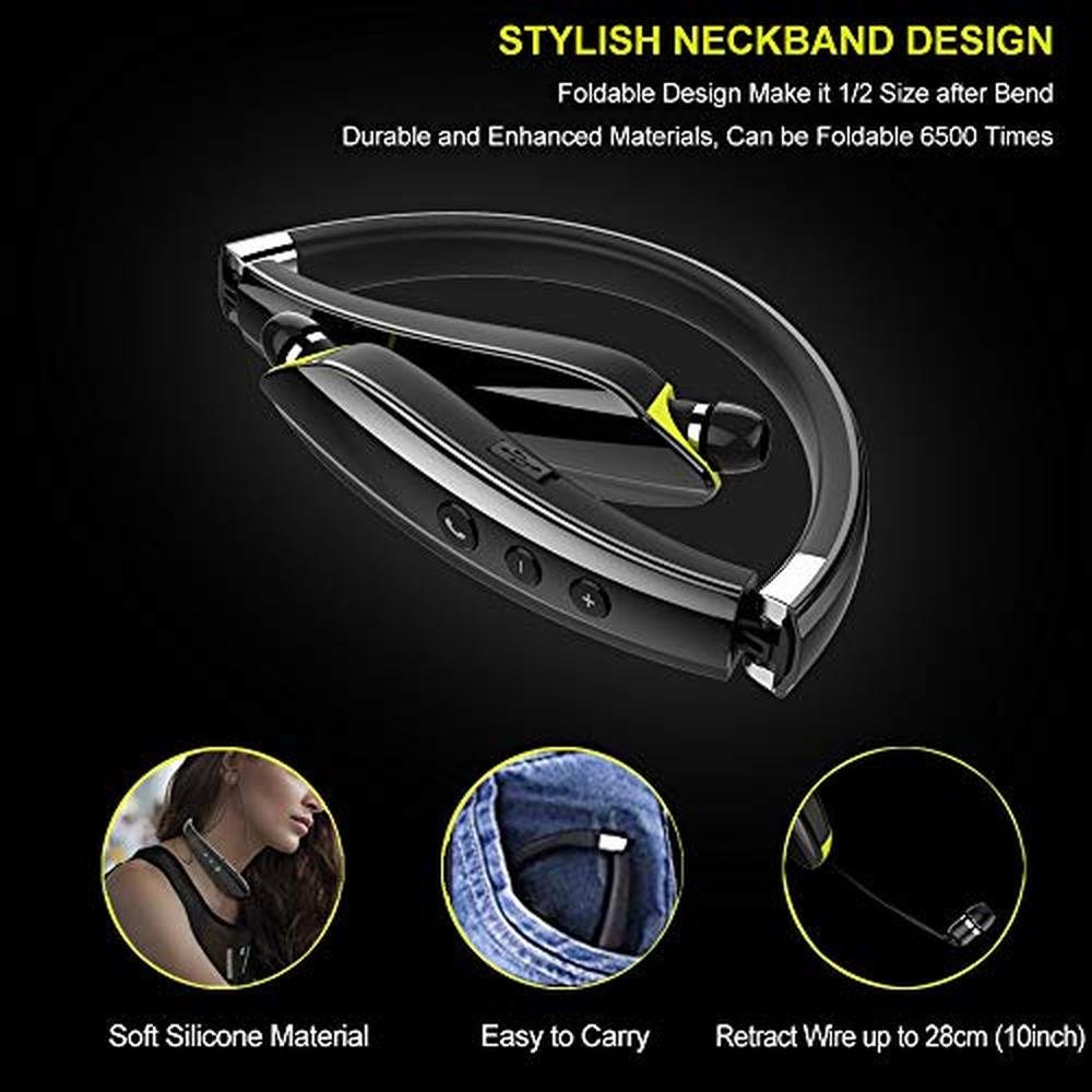 Bluetooth Headphones: Beartwo Upgraded Foldable Wireless – Side View