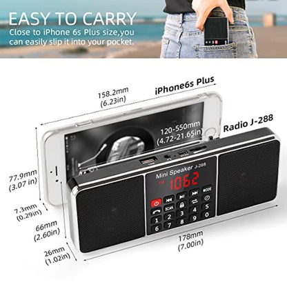 Radio Prunus: PRUNUS J-288 Portable AM FM Radio with – Side View