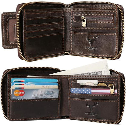 Ming Clan: Luxury RFID Blocking Leather Wallet – Close-up Detail