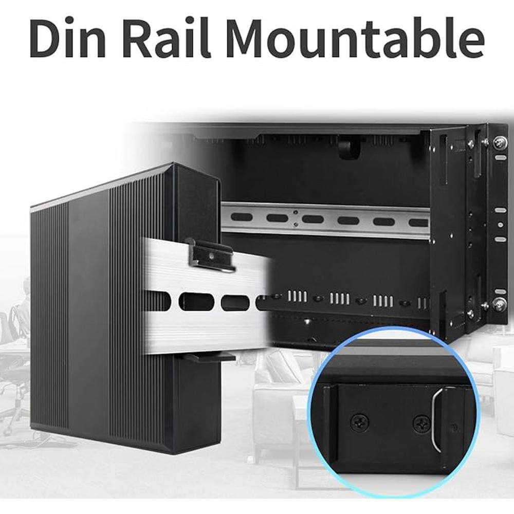 Gigabit Switch 4 Ports Industrial Ethernet Converter – Side View