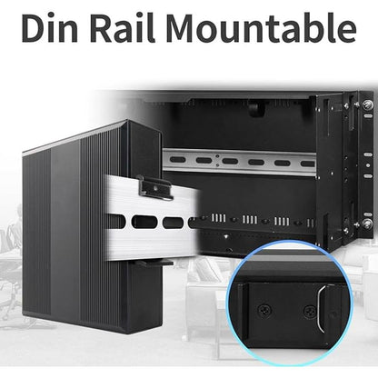 Gigabit Switch 4 Ports Industrial Ethernet Converter – Side View