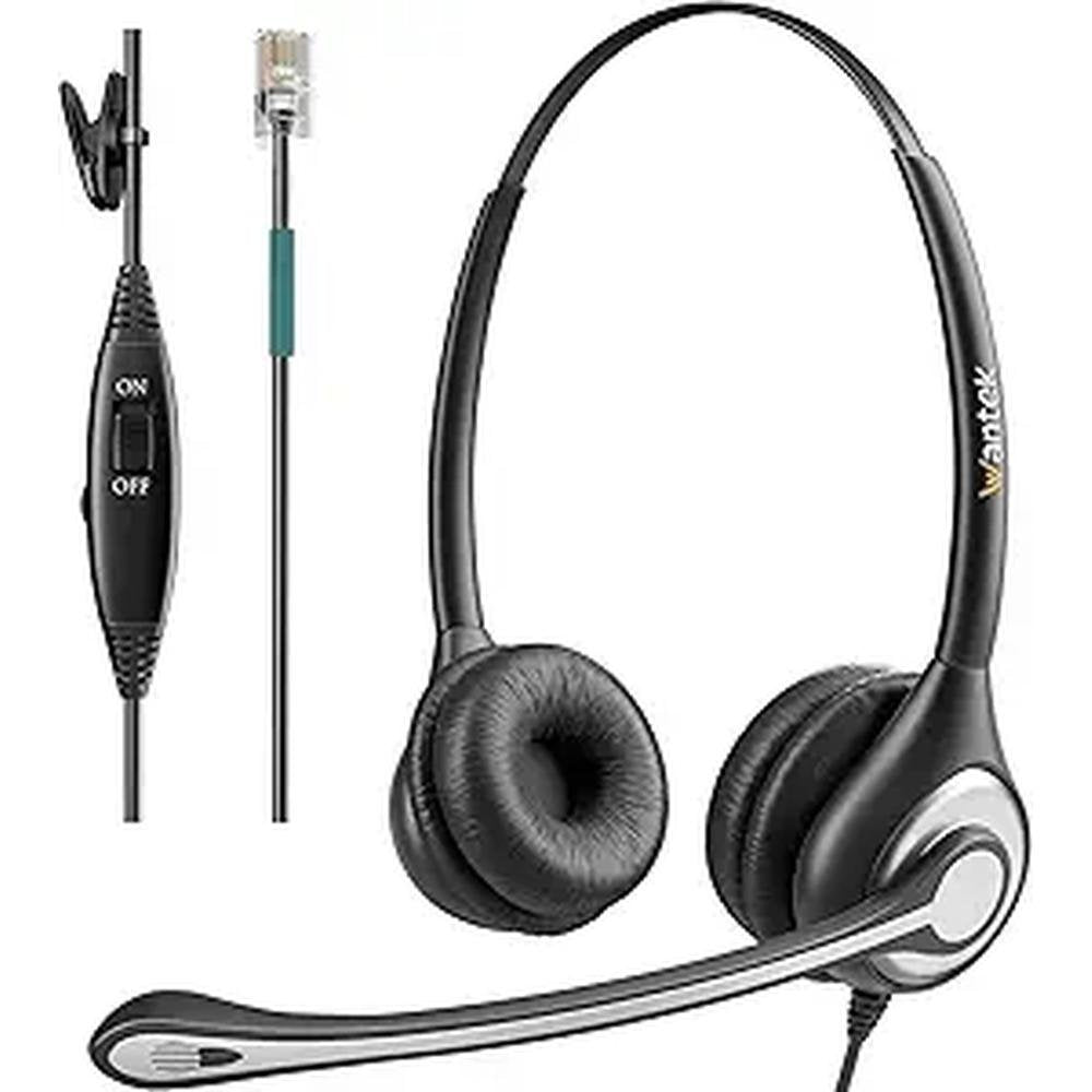 Wantek RJ9 Telephone Headset with Microphone Noise – Front View