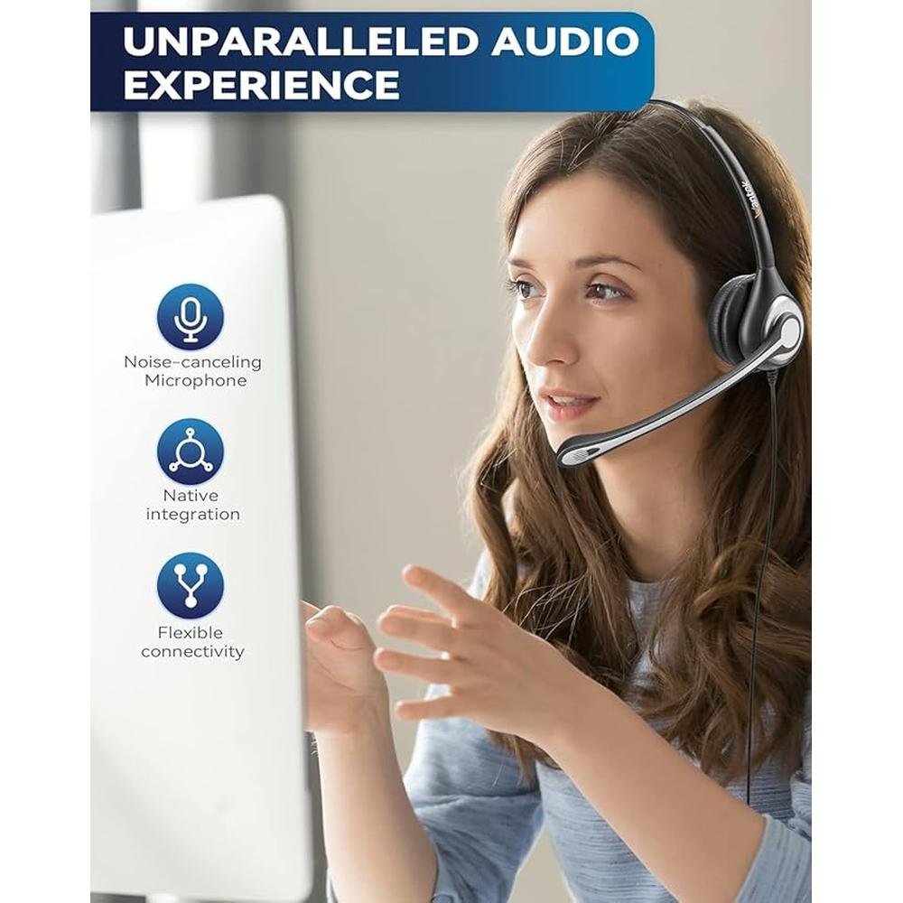 Wantek RJ9 Telephone Headset with Microphone Noise – In Use