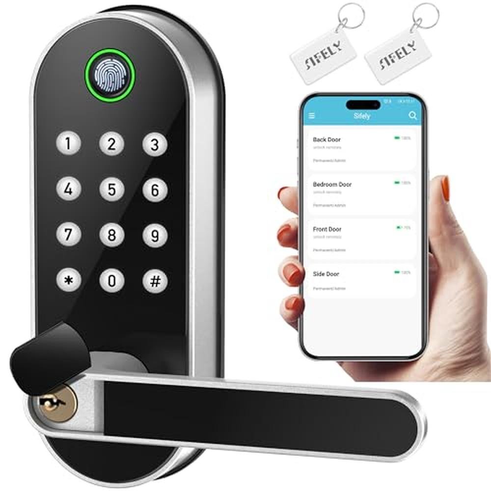 Advanced Keyless Entry Fingerprint Smart Lock with Handle – Front View