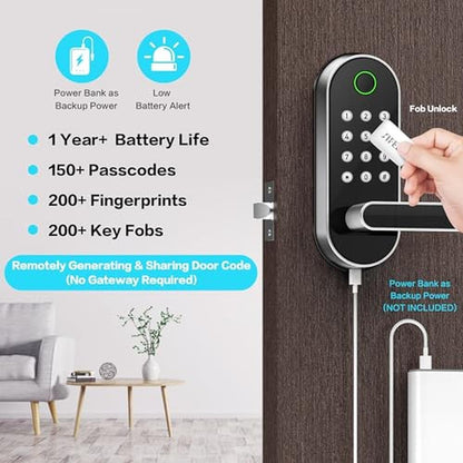 Advanced Keyless Entry Fingerprint Smart Lock with Handle – Close-up Detail