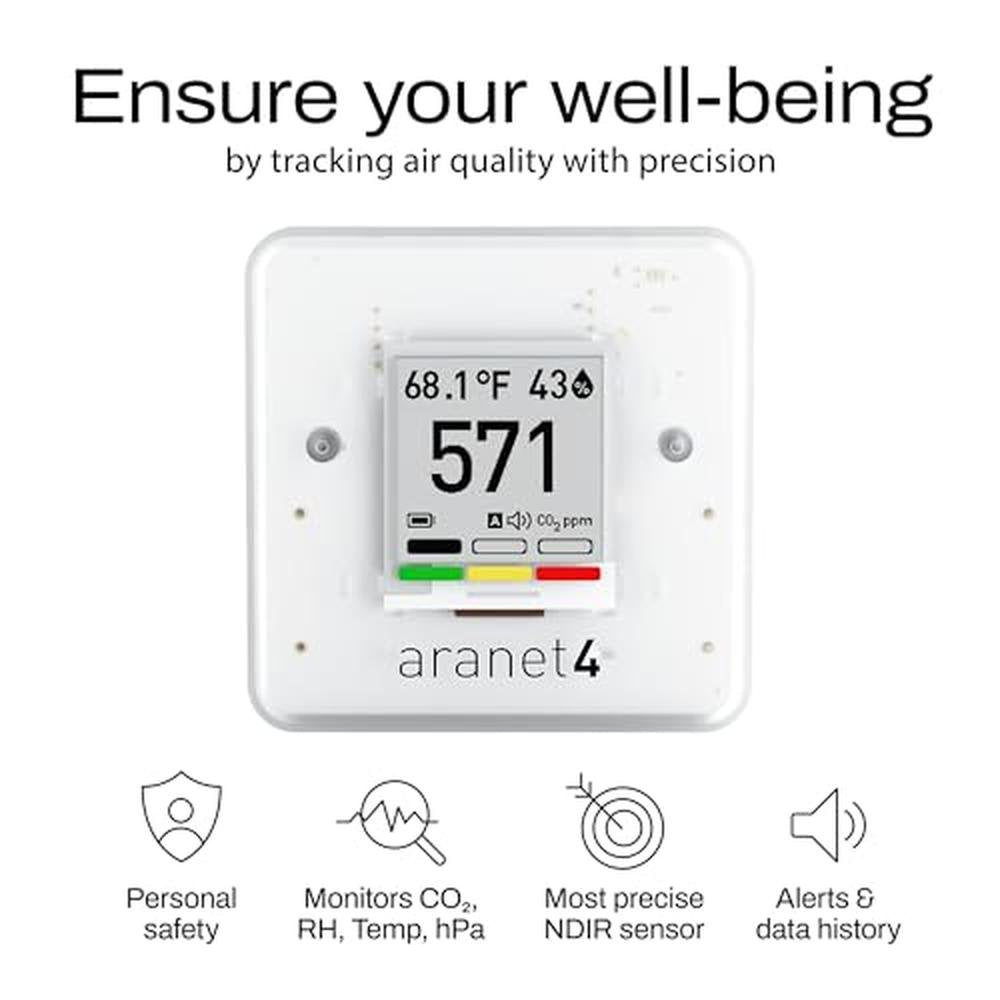 SAF Aranet4 Home: Wireless Indoor Air Quality Monitor for – Side View