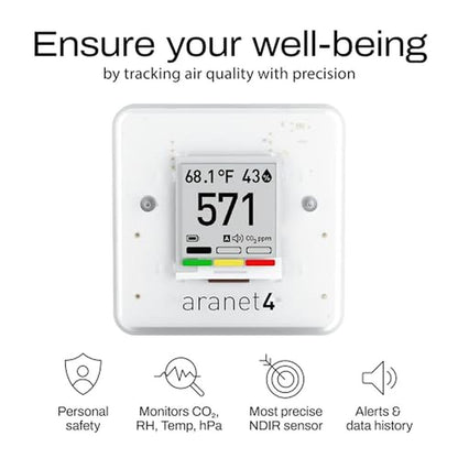 SAF Aranet4 Home: Wireless Indoor Air Quality Monitor for – Side View