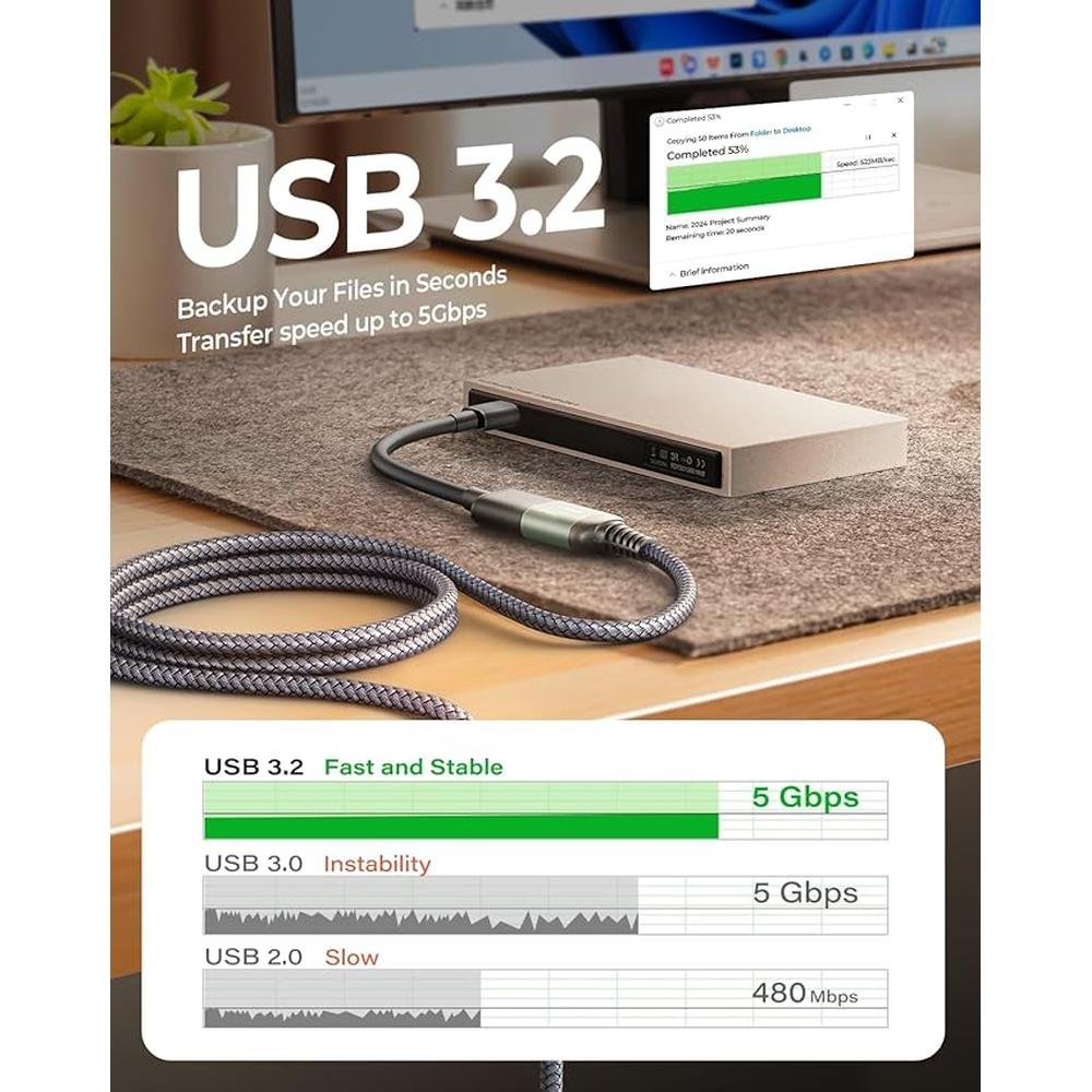 Extension Cable: AINOPE USB 3.0 Extension Cable Male to – Close-up Detail
