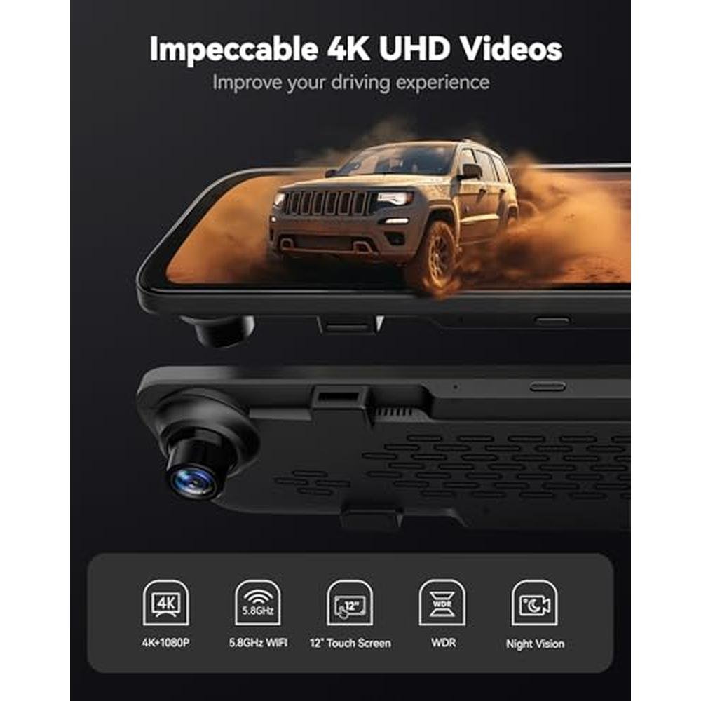 Mirror Wolfbox: WOLFBOX G840S 12 4K Mirror Dash Cam Backup – Side View