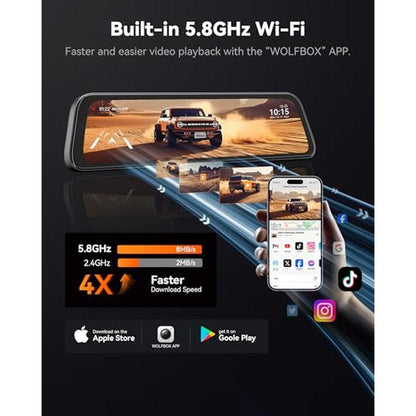 Mirror Wolfbox: WOLFBOX G840S 12 4K Mirror Dash Cam Backup – In Use