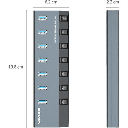 USB Hub 3.0: WAVLINK 7 Port Powered USB 3.0 hub 48W Charging – Packaging