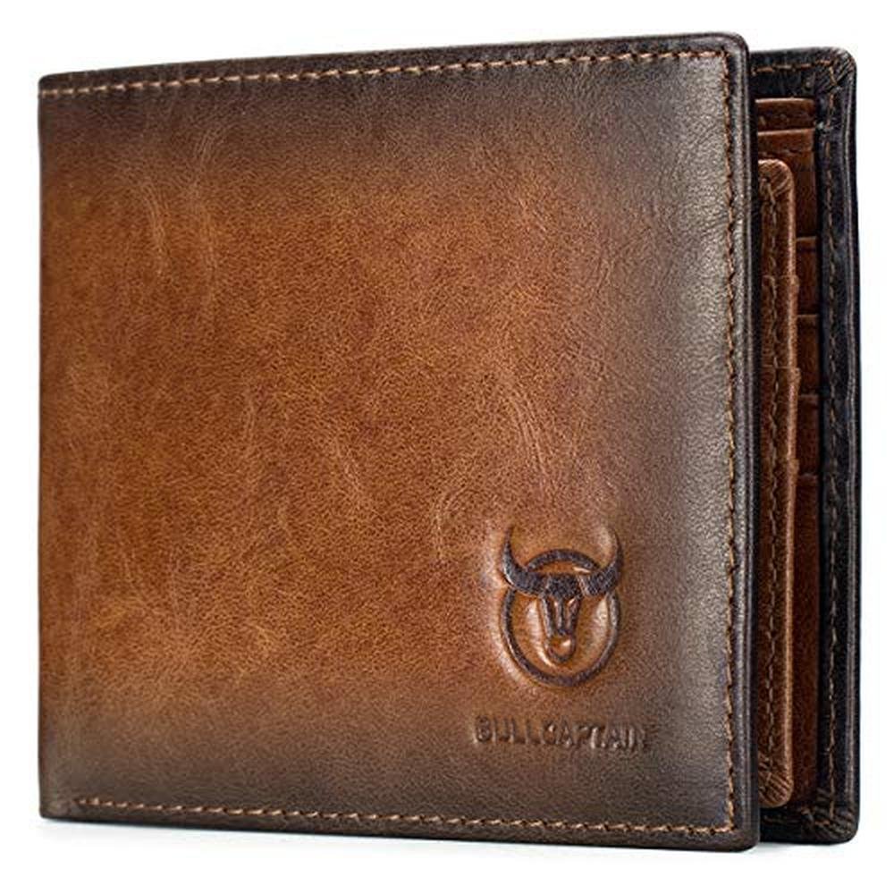 BULLCAPTAIN RFID Wallets for Men Slim Bifold Genuine – Front View