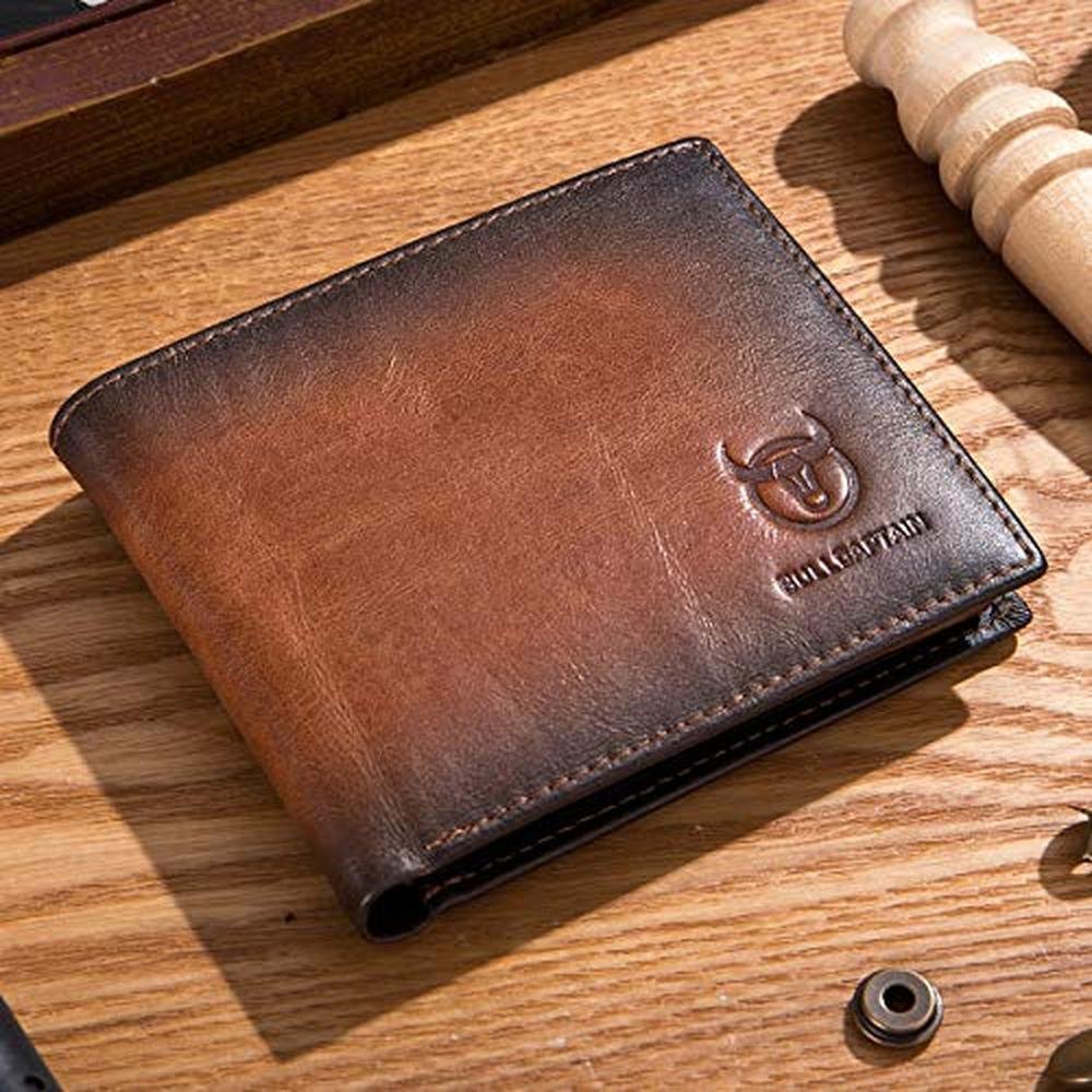 BULLCAPTAIN RFID Wallets for Men Slim Bifold Genuine – Side View