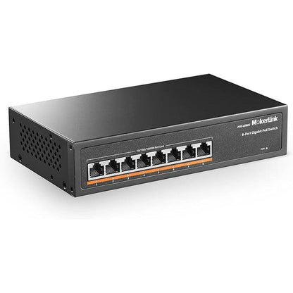 MokerLink 8 Port Gigabit PoE Switch – Front View