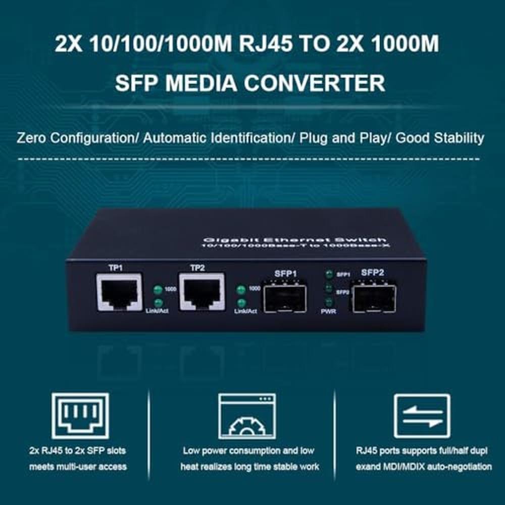 ipolex Gigabit SFP to RJ45 Fiber to Ethernet Media Converter – Close-up Detail
