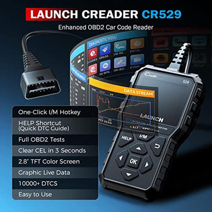 LAUNCH CR529 OBD2 Scanner Diagnostic Tool – Side View