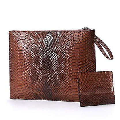NIGEDU Women Clutches: Fashion Snakeskin PU Leather Party – Front View