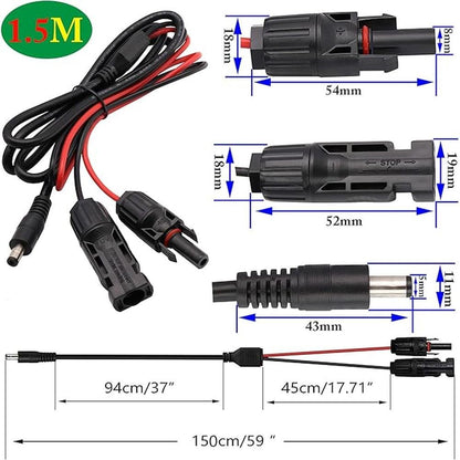 Solar Adapter: zdyCGTime Male and Female to DC 5.5mm x 2.1mm – Side View