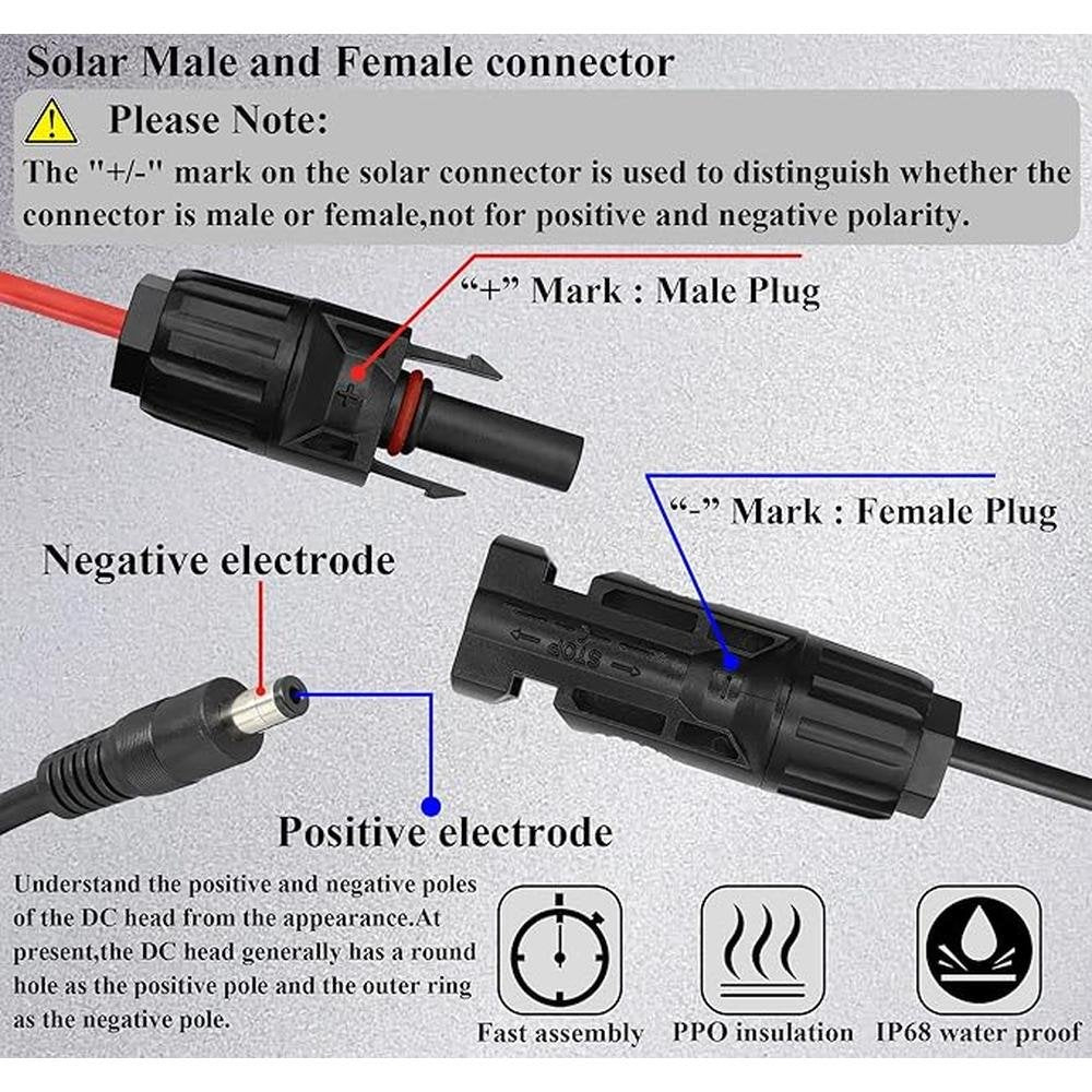 Solar Adapter: zdyCGTime Male and Female to DC 5.5mm x 2.1mm – Close-up Detail