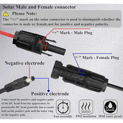 Solar Adapter: zdyCGTime Male and Female to DC 5.5mm x 2.1mm – Close-up Detail