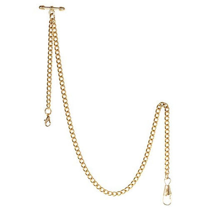 Watch Chain: TREEWETO Albert Chain T-Bar 16-Inch 2 Hooks – Front View