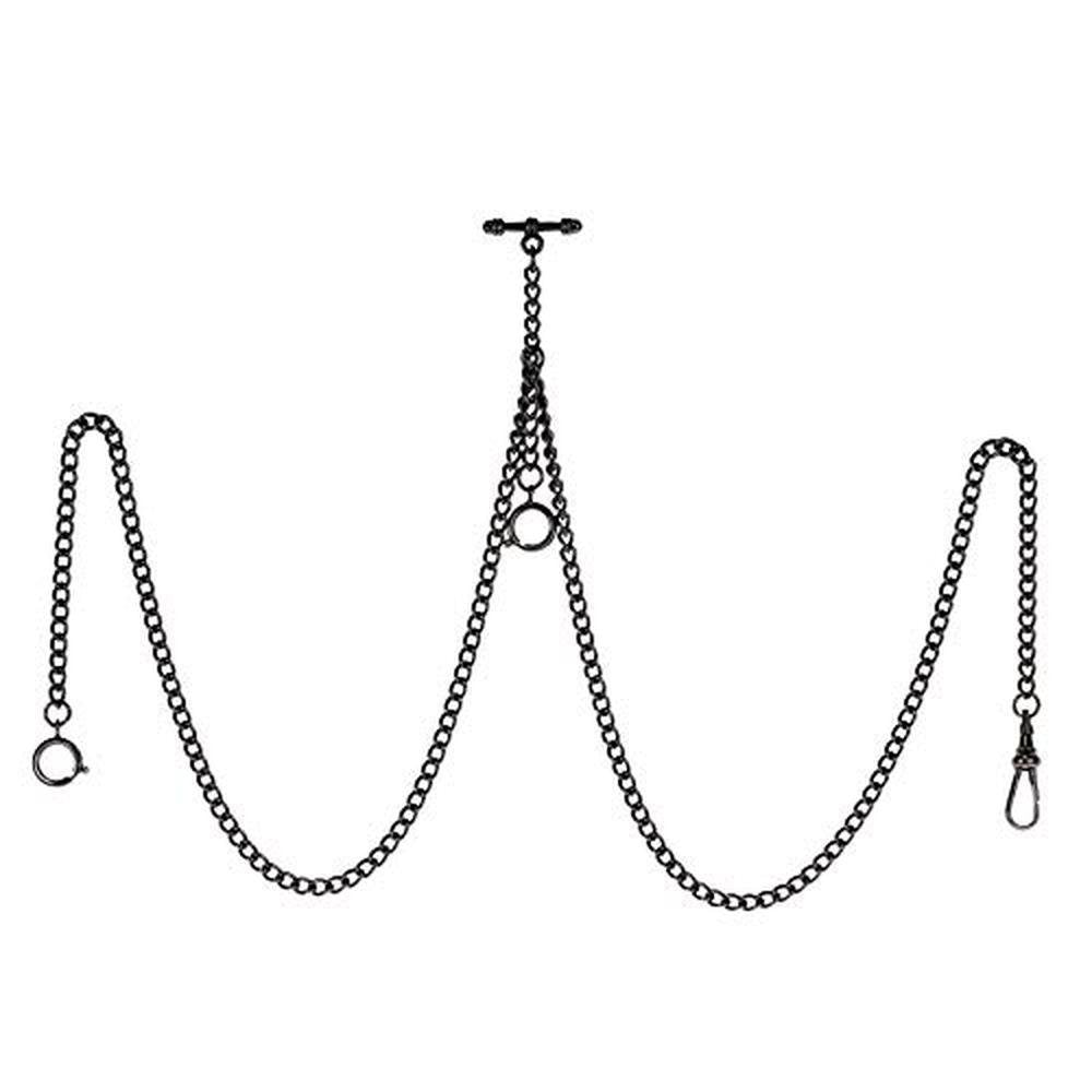 Watch Chain for Men: Classic Antique-Style T-Bar Chain Link – Front View