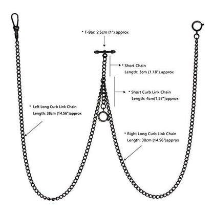 Watch Chain for Men: Classic Antique-Style T-Bar Chain Link – Side View