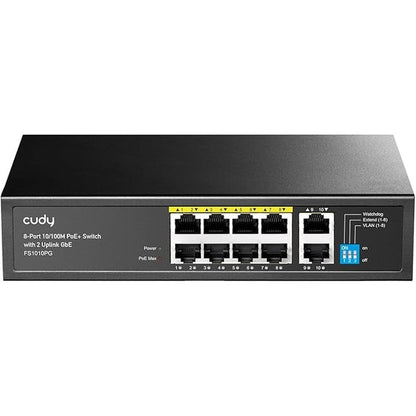Cudy 8 Port Fast Ethernet 100Mbps PoE Switch 8 PoE+ Ports – Front View