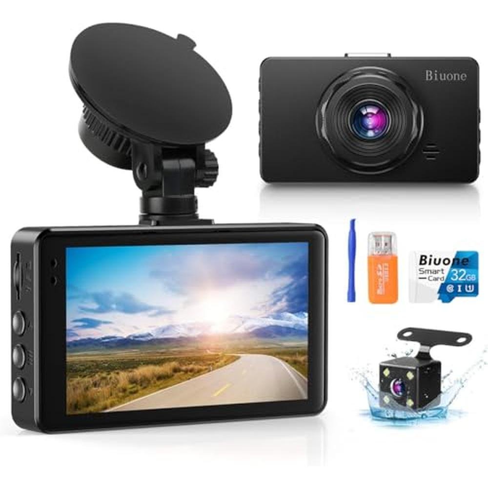 Dash Camera: Biuone Front and Rear Dash Cam for Cars with – Front View