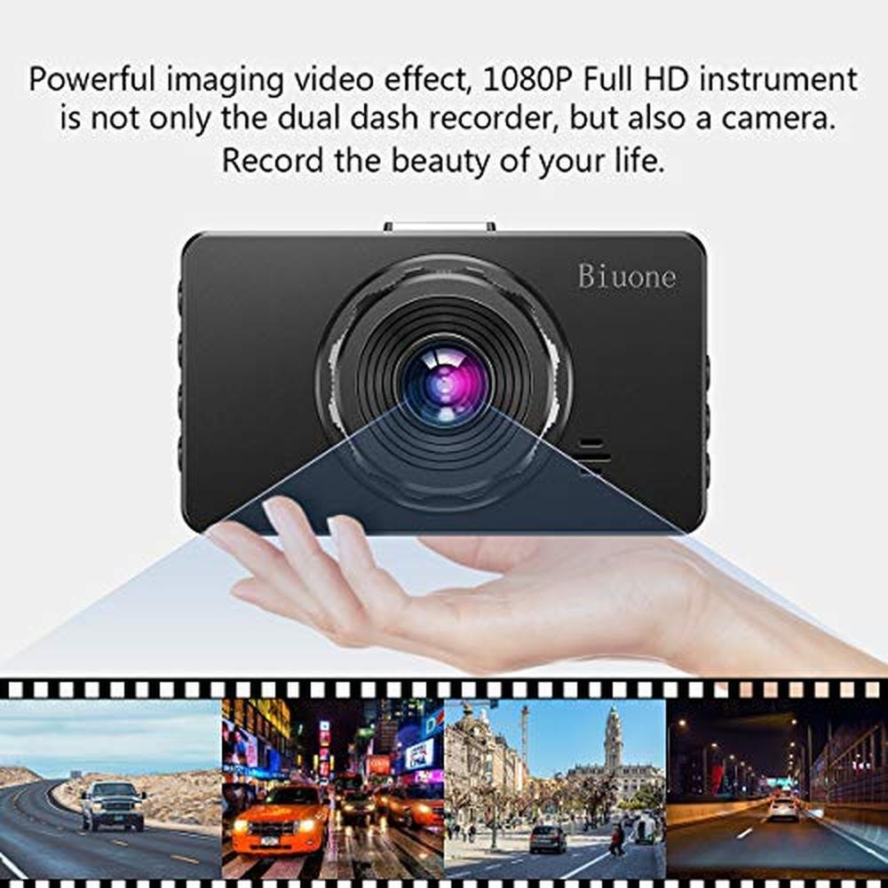 Dash Camera: Biuone Front and Rear Dash Cam for Cars with – Close-up Detail
