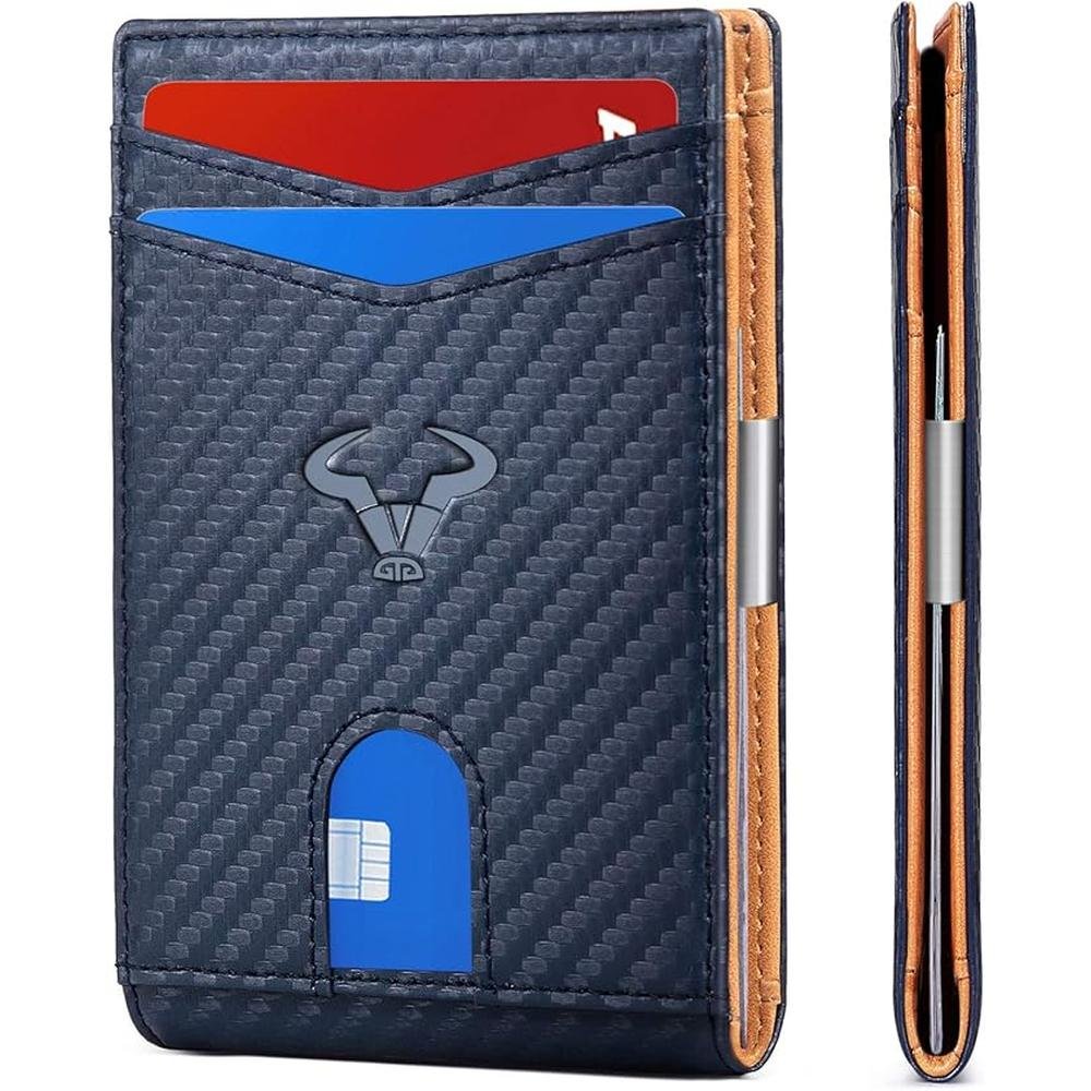 Wallet Men: Bulliant Slim Leather Wallet Front Pocket Card – Front View
