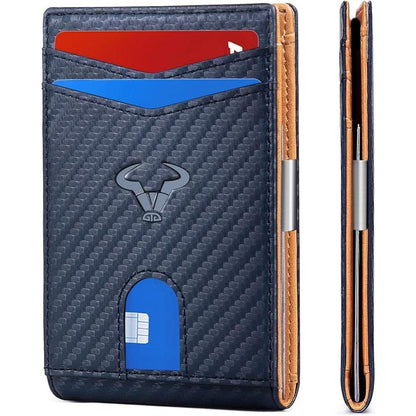 Wallet Men: Bulliant Slim Leather Wallet Front Pocket Card – Front View