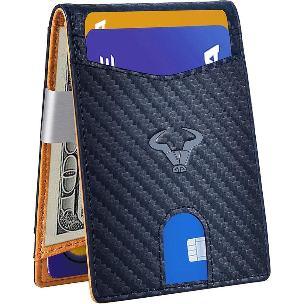 Wallet Men: Bulliant Slim Leather Wallet Front Pocket Card – Side View