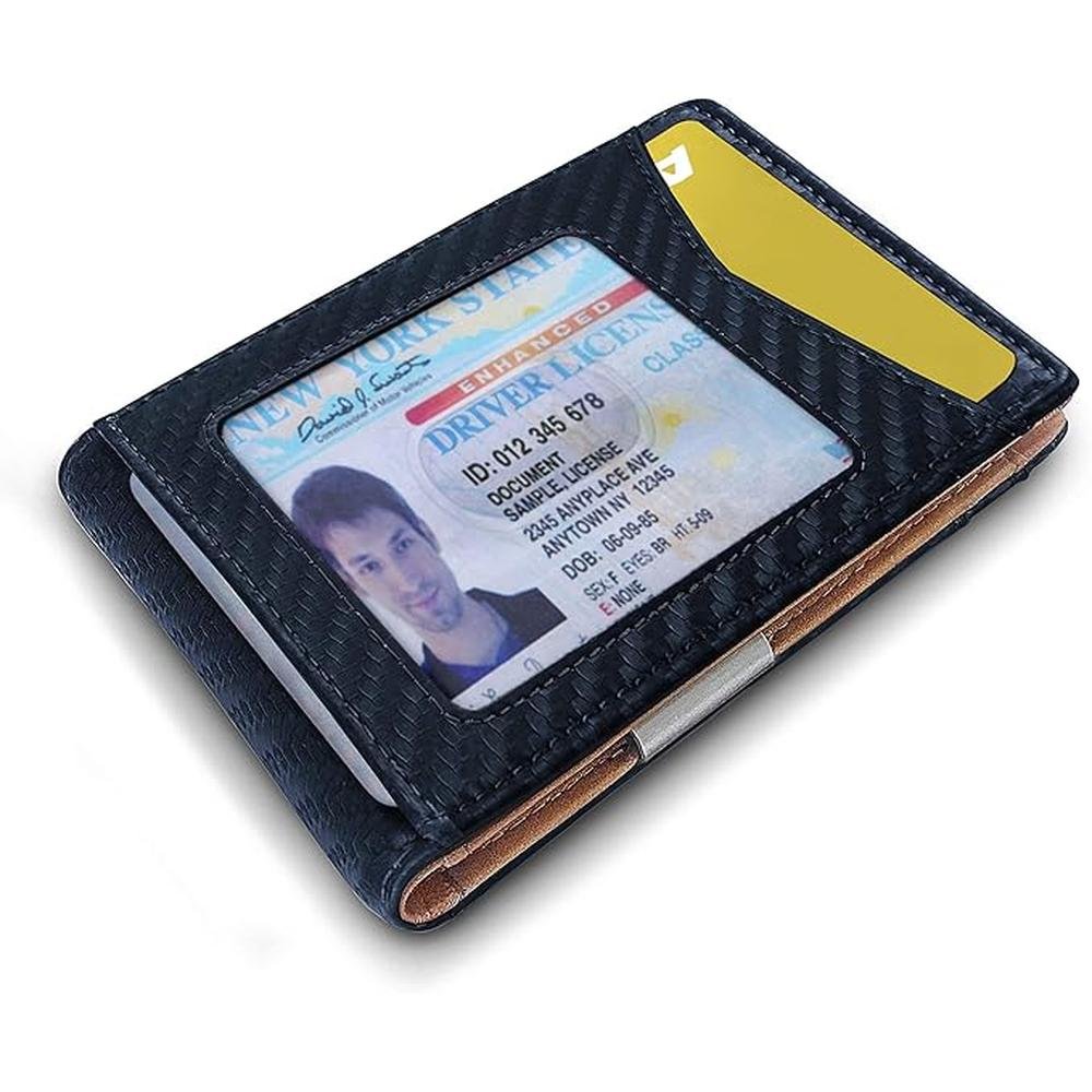 Wallet Men: Bulliant Slim Leather Wallet Front Pocket Card – Close-up Detail