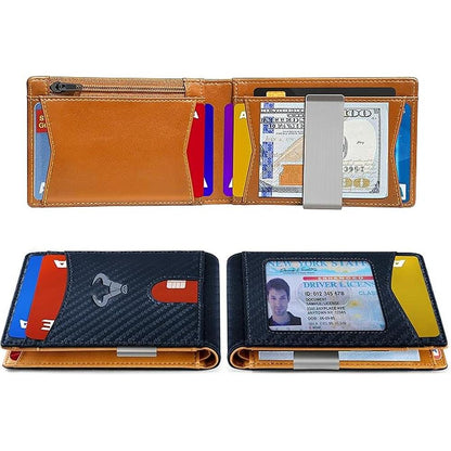 Wallet Men: Bulliant Slim Leather Wallet Front Pocket Card – In Use