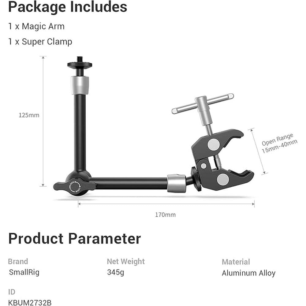 Thread Smallrig: Clamp W 1/4 and 3/8 Thread and 9.8 Inches – Close-up Detail