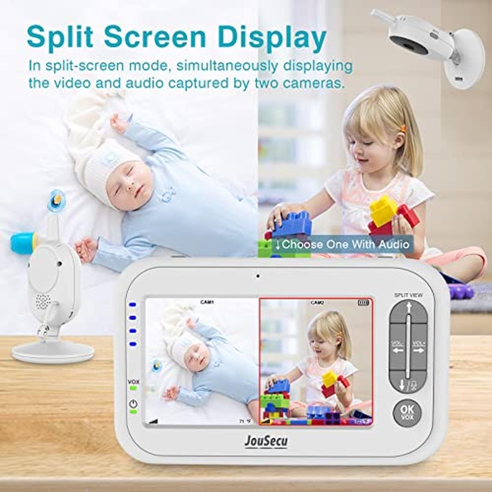 Baby Monitor: JouSecu B024-2T 4.3 LCD Split Screen 2-Way – Close-up Detail