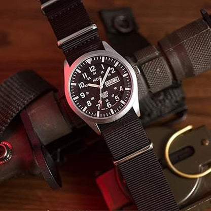 Men Infantry Watches: USA Warehouse Analog Black Tactical – Side View