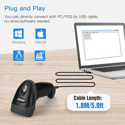 Scanner Code: Eyoyo EHYH2 Handheld USB 2D Barcode Scanner – Close-up Detail