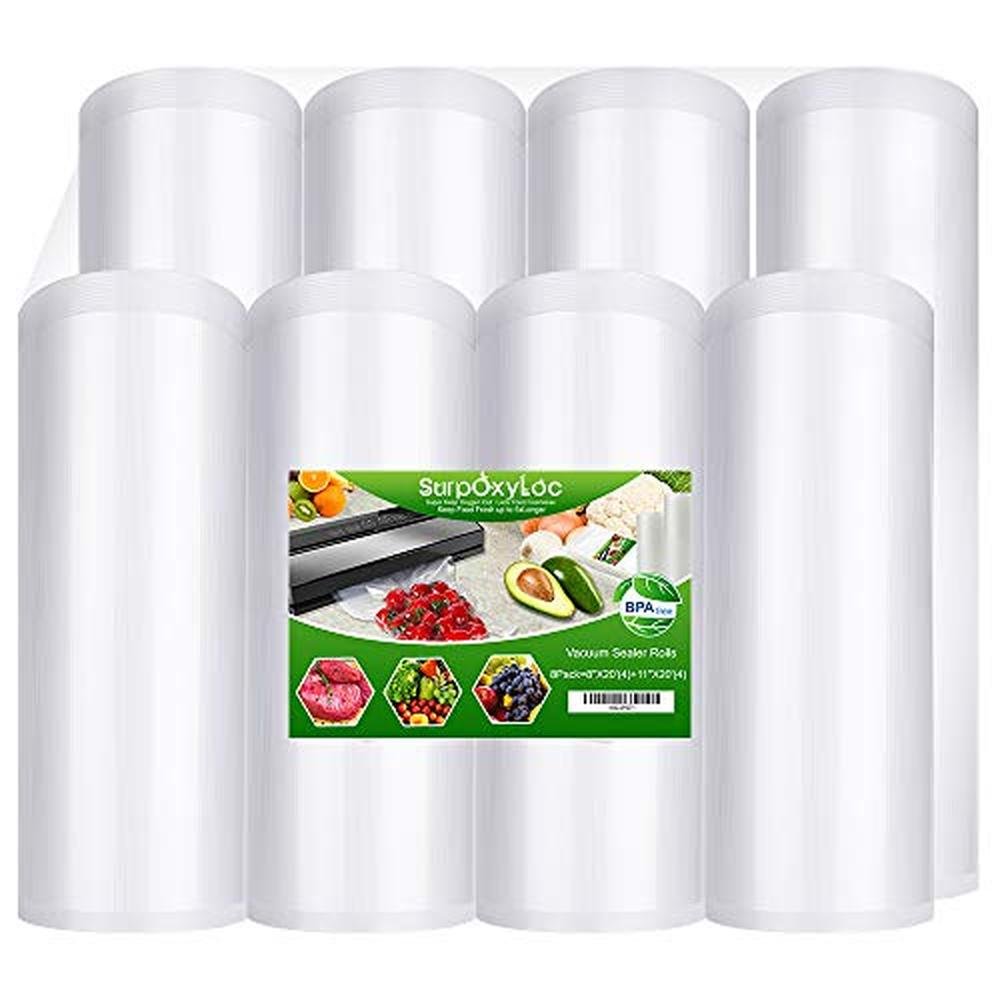 x20 4rolls: SurpOxyLoc 8 Pack Vacuum Sealer Bags Rolls – Front View