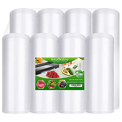 x20 4rolls: SurpOxyLoc 8 Pack Vacuum Sealer Bags Rolls – Front View