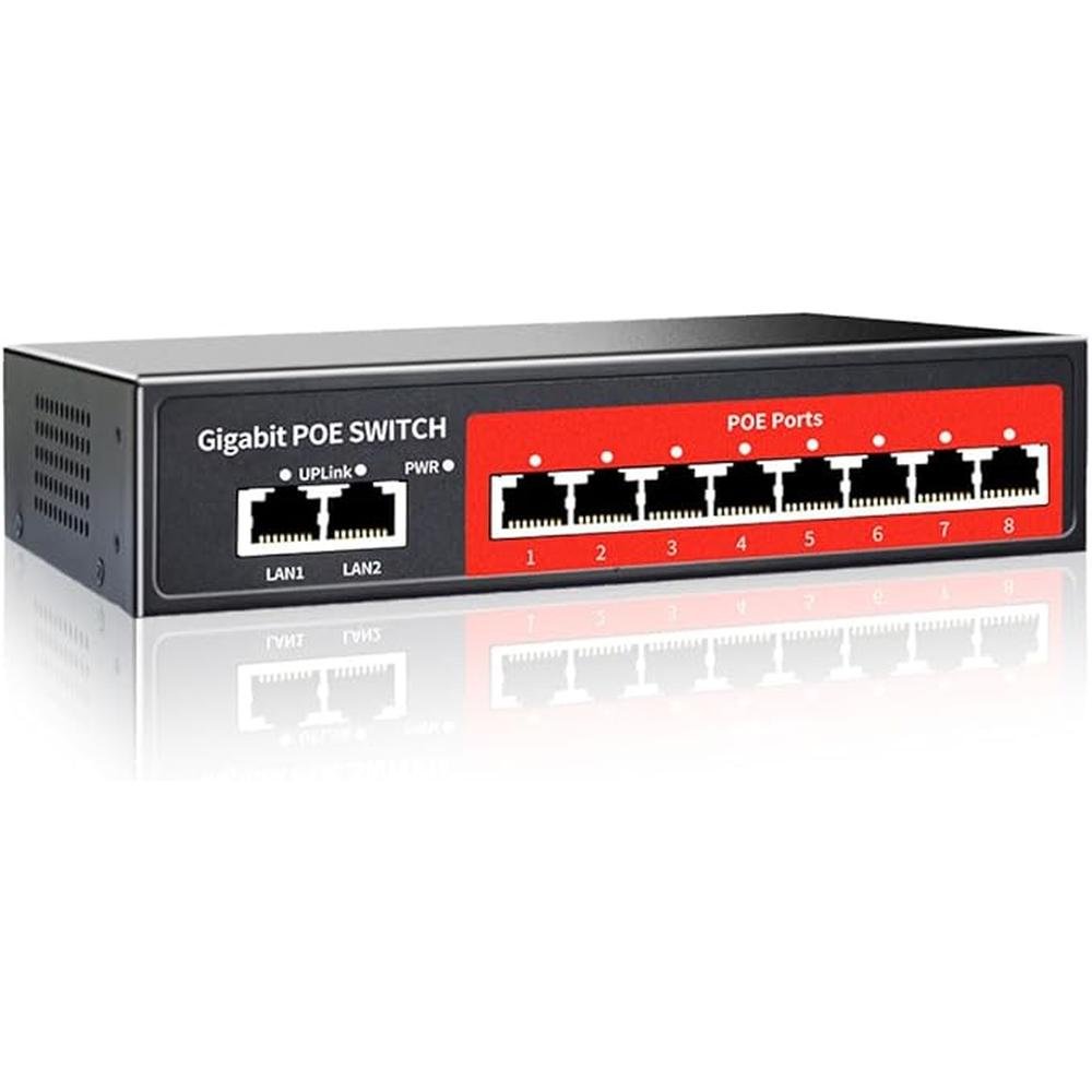 8 Port Gigabit PoE Switch with 2 Gigabit Uplink – Front View